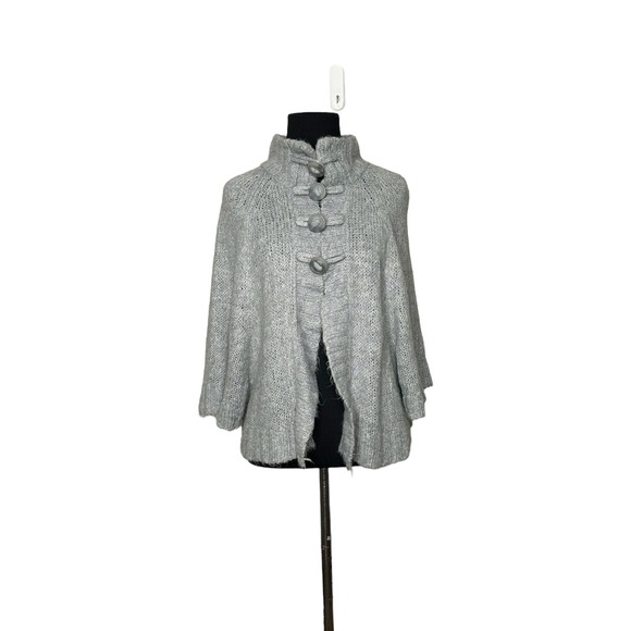 Energie gray short dolman sleeves cardigan sweater size M - Picture 7 of 10